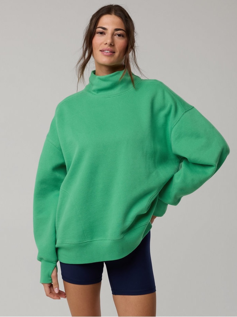 OFFLINE by Aerie Cloud Fleece Oversized Mockneck Sweatshirt Green XL